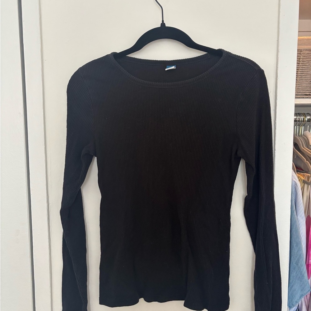 Old Navy black Long Sleeve Ribbed Top